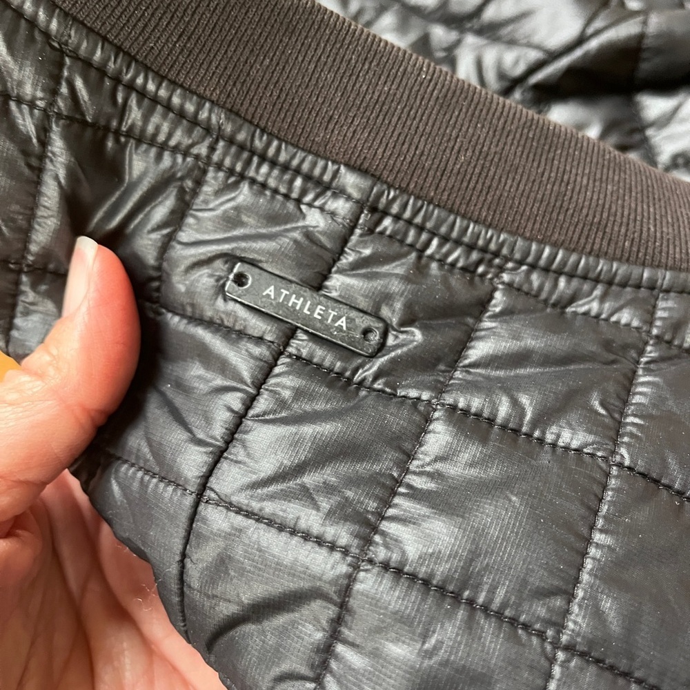 Athleta quilted long black car coat jacket bomber M double zipper normcore prep - Picture 4 of 8